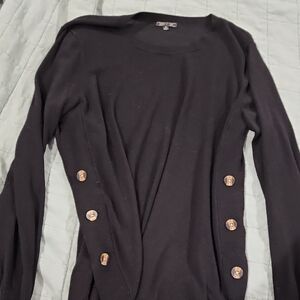 Black Sweater with Button Accents